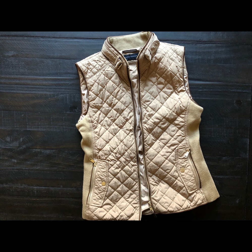 ZARA Woman’s Quilted Vest | Tan